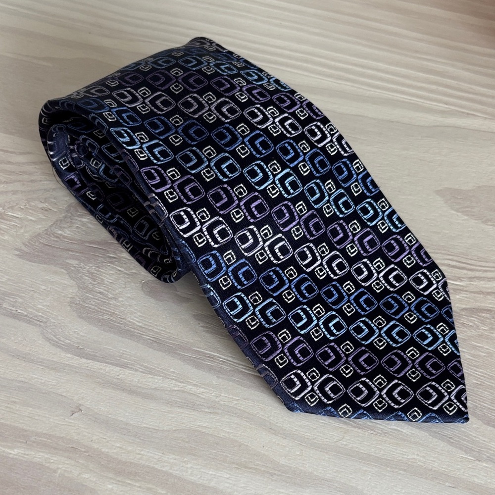 Stafford‎ Blue and Black Square Pattern Neck Tie